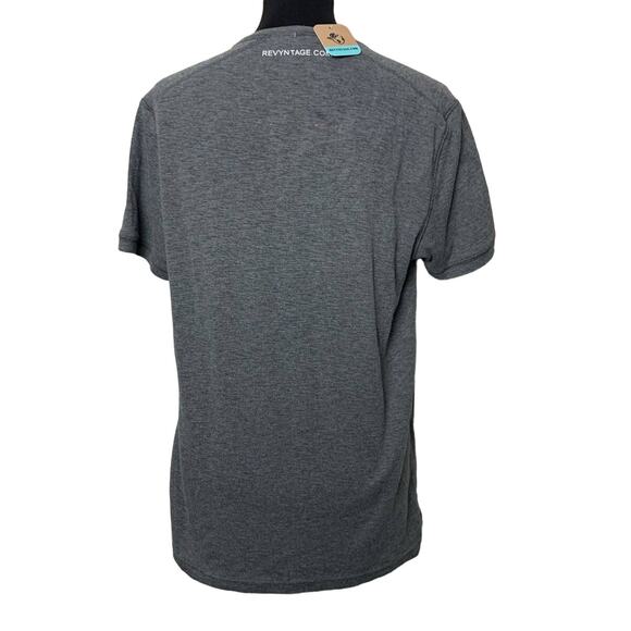 Hand Printed Upcycled Womens Medium Cardinal Short Sleeve 1/4 Button Soft Top - Picture 3 of 4